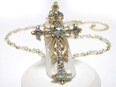 Wholesale Costume Jewelry on N1245gd 72244 Wholesale Costume Jewelry Crystal Cross And Beads Chain