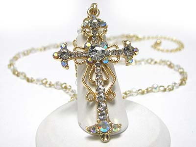 Bulk Chain Jewelry on Wholesale Crystal Cross And Beads Chain Necklace