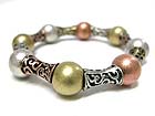 PEARL BALL AND MEAL FILIGREE JOINT STRETCH BRACELET