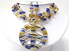 MURANO GLASS PEACE MARK PENDANT AND MIXED NATURAL CHIP STONE NECKLACE EARRING SET