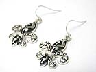 CRYSTAL STUD TEXTURED METAL FLEUR DE LIS EARRING