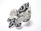 CRYSTAL STUD TEXTURED METAL FLEUR DE LIS PENDANT