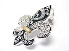 CRYSTAL STUD TEXTURED METAL FLEUR DE LIS PENDANT