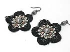 METAL AND FABRIC MESH ART FLOWER EARRING
