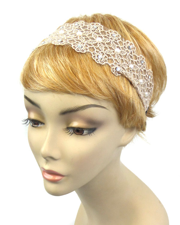 LACE DESIGN WITH STONES HEAD BAND