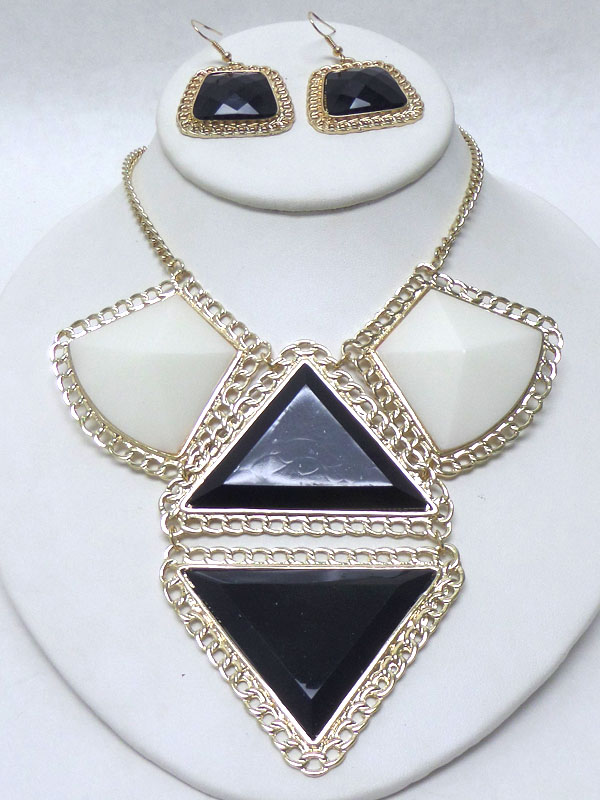 THIN SHAPES WITH CHAIN BORDER NECKLACE SET  
