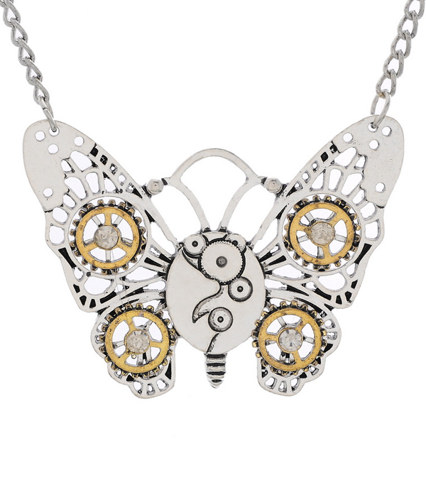 RETRO VINTAGE STEAMPUNK MECHANICAL NECKLACE - BUTTERFLY