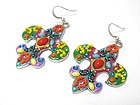 MIXED BEADS AND STONE DECO FLEUR DE LIS EARRING