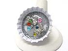 BOTTLE CAP ART BUTTERFLY DECO STRETCH RING