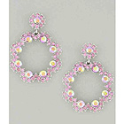 MULTI CRYSTAL TWO ROUND METAL FASHION PATERN DROP EARRING