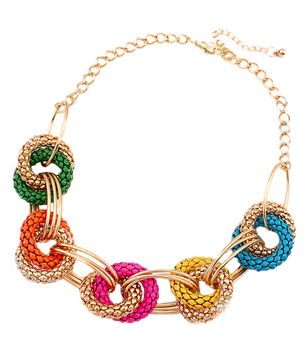 COLORED TUBE METAL CHAIN LINK NECKLACE