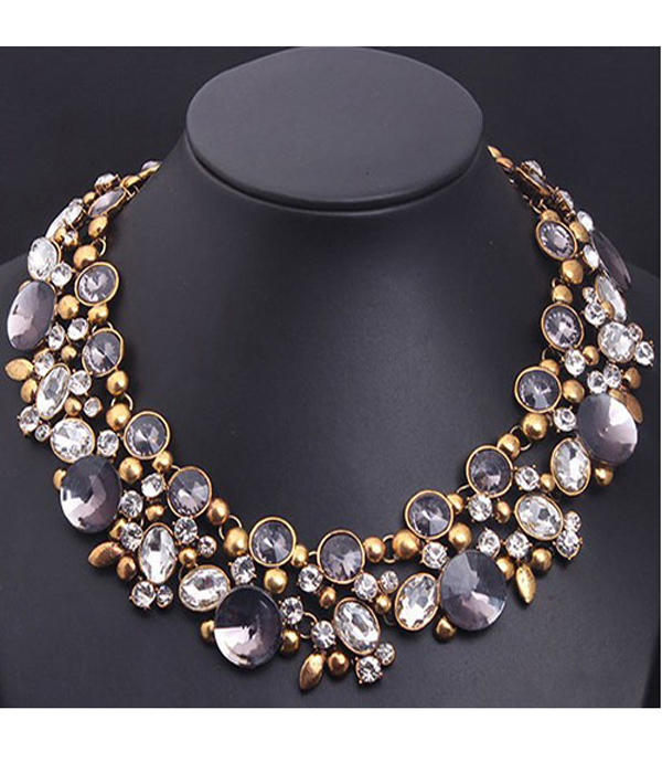 MIXED CRYSTAL LUXURY GLAMOUR PARTY NECKLACE