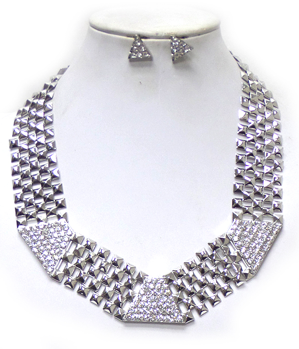 ELEGANT CRYSTAL AND THICK CHAIN NECKLACE SET