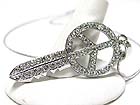 WHITE GOLD PLATING CRYSTAL PEACE KEY PENDANT NECKLACE