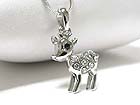 WHITE GOLD PLATING CRYSTAL BAMBI PENDANT NECKLACE