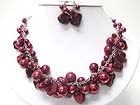 MULTI PEARL BALL AND SEE SHELL DANGLE NECKALCE EARRING SET