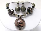 MURANO GLASS DISK AND FACET GLASS BEADS NECKLACE EARRING SET