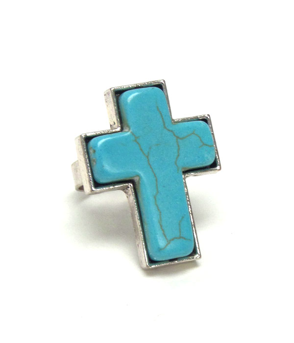 TURQUOISE CROSS RING