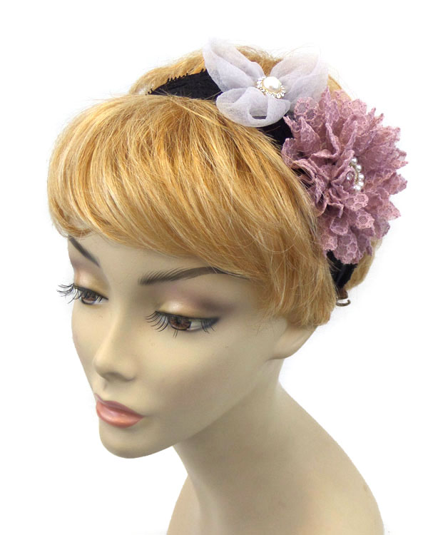 LACE TWO FLOWERS HEAD BAND
