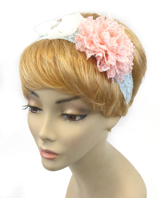 LACE TWO FLOWERS HEAD BAND