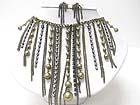 MULTI RHINESTONE AND METAL BALL AND CHAIN DROP  NECKLACE EARRING SET