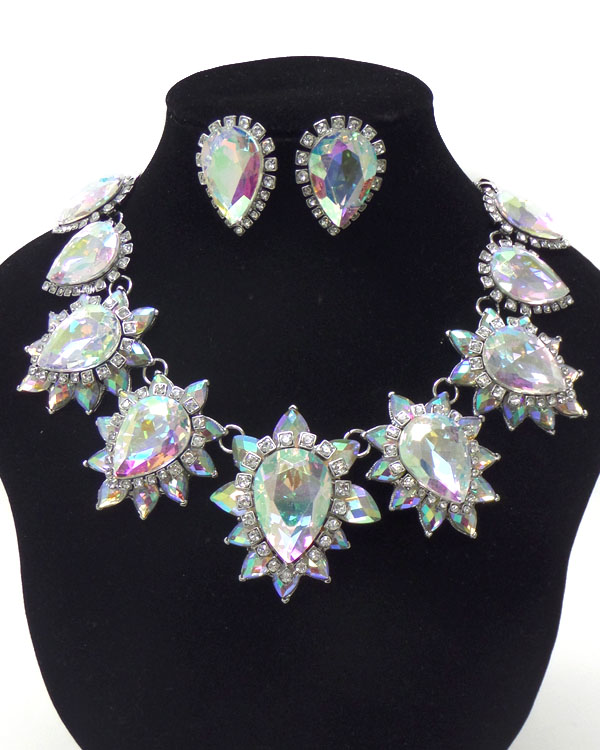 LUXURY CLASS VICTORIAN STYLE AND AUSTRIAN CRYSTALLINKED MULTI FLOWER NECKLACE SET