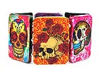PAPER ART WORK WOOD STRETCH BRACELET - SKULL TATTOO THEME