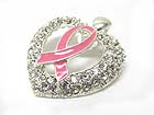 PINK RIBBON  CRYSTAL STUD HEART PENDANT