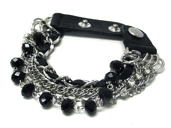 MULTI CHAIN AND SYNTHETIC LEATHER BRACELET