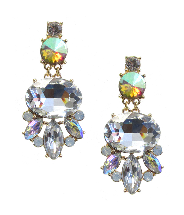 FACET STONE AND CRYSTAL MIX STATEMENT PARTY EARRING