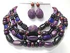MULTI ROW PATINA BEADS NECKLACE EARRING SET?