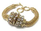 RHINESTONE AND METAL TUBE CHAIN LINK TOGGLE BRACELET
