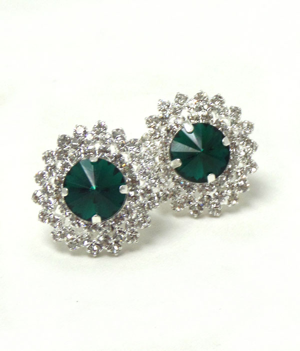 MULTI CRYSTAL AND GLASS DECO ROUND CLIP ON EARRINGS