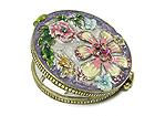 CRYSTAL AND EPOXY ART FLOWER HAND MIRROR