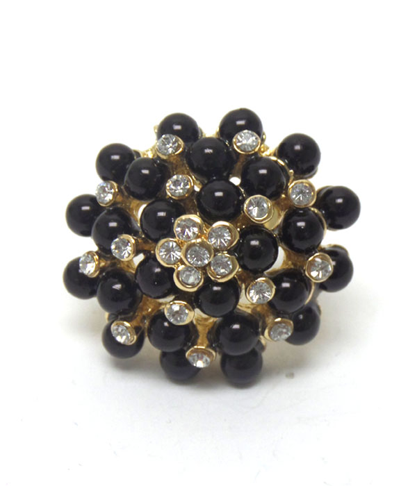 PEARL AND CRYSTAL FLOWER BOUQUET ADJUSTABLE RING