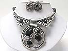 STONE AND METAL ORGANIC DESIGN NECKALCE EARRING SET