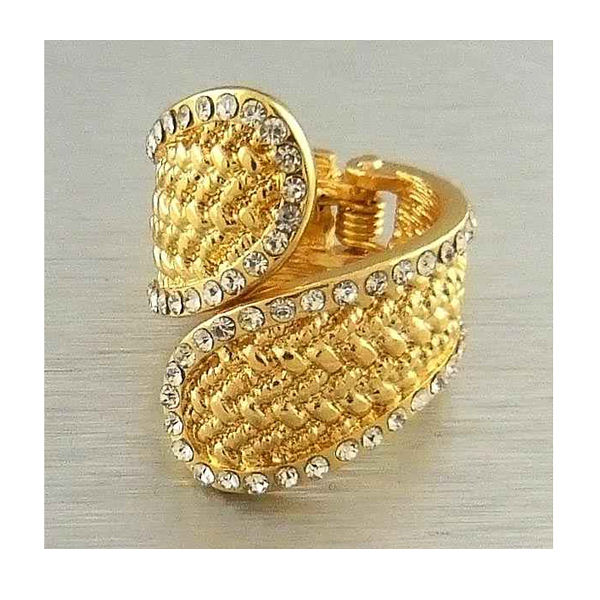 TWO CRYSTAL OVAL SHAPE STRETCH RING