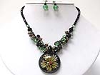 MURANO ROUND PENDANT CRYSTAL CUT GLASS BEADS NECKLACE EARRING SET