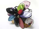 RESIN AND ACRYL MIXED DISK FLOWER TOP CUFF BANGLE