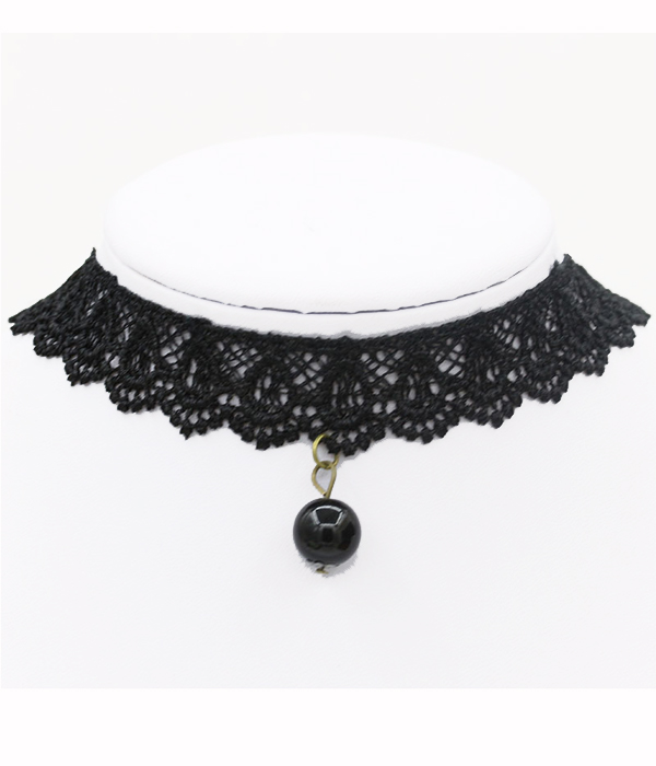 PEARL DROP LACE CHOKER NECKLACE
