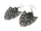 CRYSTAL STUD BURNISH FILIGREE METAL EARRING