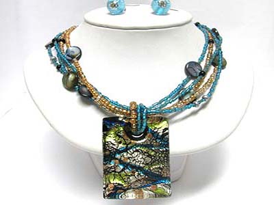 Wholesale Body Jewelry Minimum on O11245mt 81245 Wholesale Fashion Jewelry Murano Glass Pendant Multi