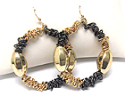 METAL BEAN AND WIRE HOOP EARRING