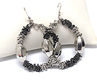 METAL BEAN AND WIRE HOOP EARRING