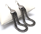 4.5 INCH LONG DOUBLE METAL TUBE CHAIN HANGING DROP EARRING 