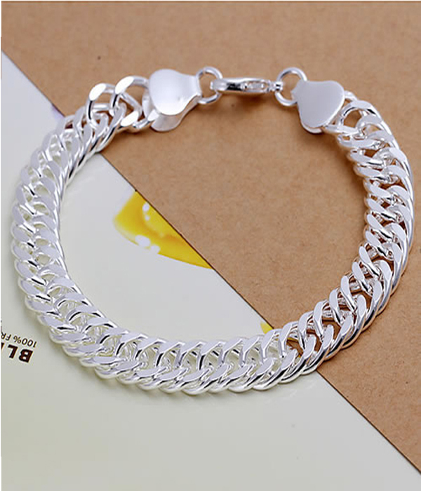 925 STERLING SILVER PLATED THICK CHAIN BRACELET