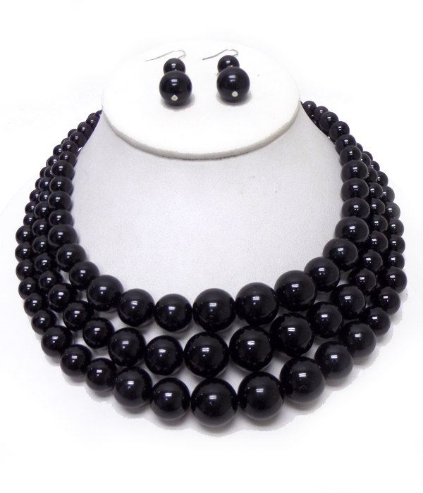 3 LAYER PEARL NECKLACE SET 