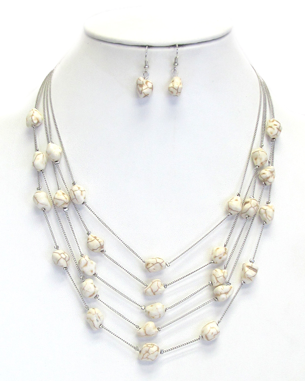 MULTI LAYER STONE LINK NECKLACE SET