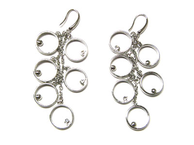 MULTI ROUND METAL AND CRYSTAL DROP CLUSTER EARRING
