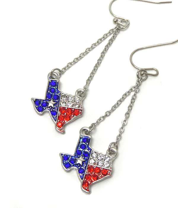 PREMIER ELECTRO PLATING CRYSTAL STATE OF TEXAS EARRING